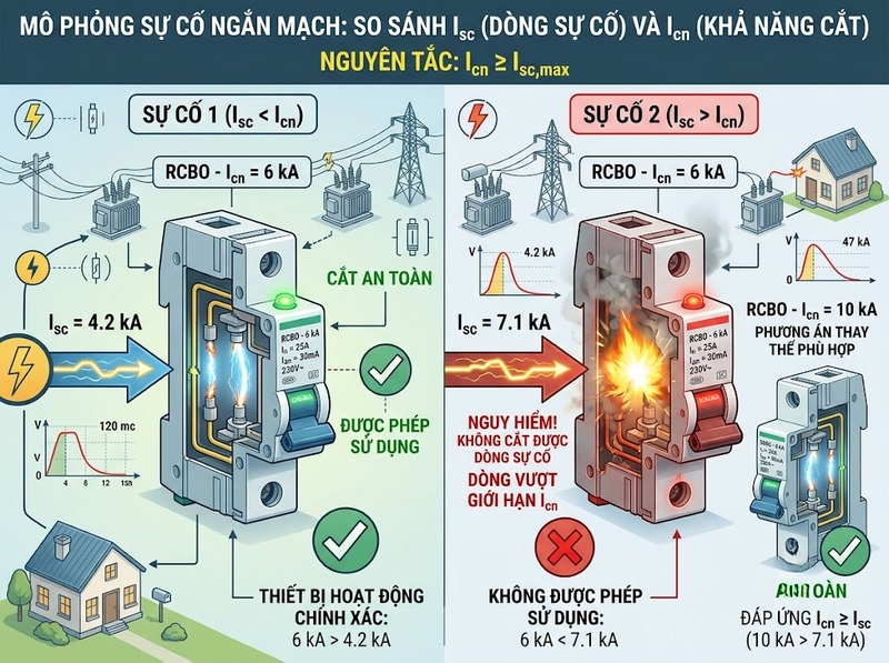 Cách chọn khả năng cắt RCBO theo dòng ngắn mạch